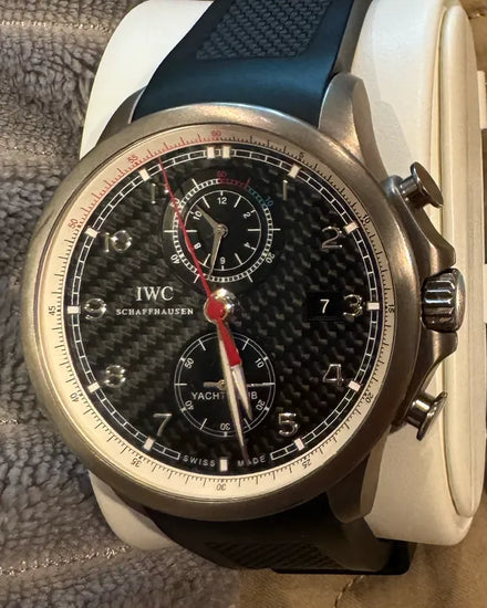 2016 IWC Schaffhausen Portugieser Yacht Club Chrono Volvo Race 45.4MM Carbon Fiber Dial Rubber Strap (IW3902-12)