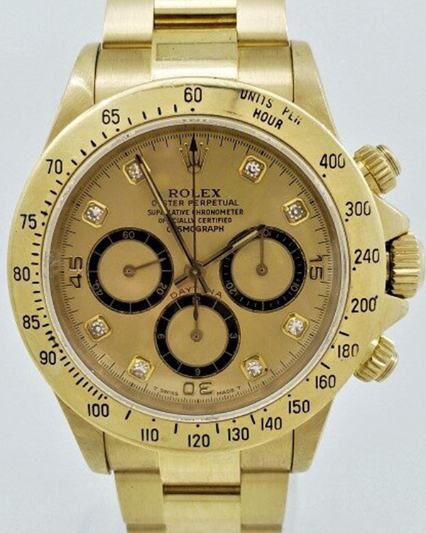 Rolex Cosmograph Daytona Zenith 40MM Champagne Dial Yellow Gold Oyster Bracelet (16528)
