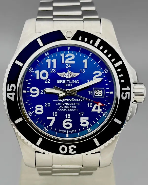 No Reserve - 2019 Breitling Superocean II 44MM Blue Dial Steel Bracelet (A17392D8/C910)