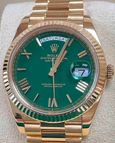 2023 Rolex Day-Date 40MM Green Dial Yellow Gold President Bracelet (228238)