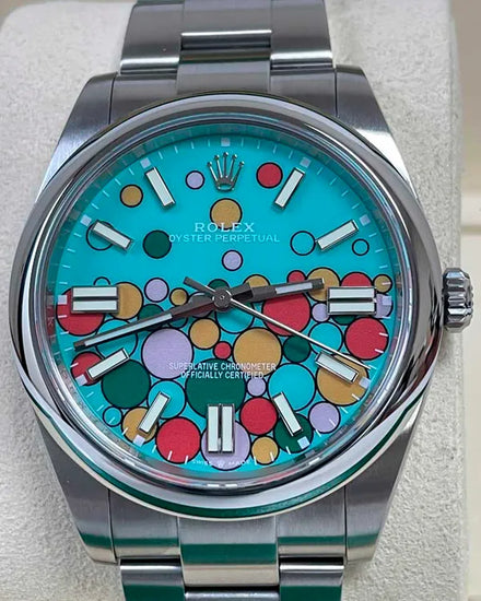 2022 Rolex Oyster Perpetual 41MM Aftermarket "Celebration" Turquoise Dial Oyster Bracelet (124300)