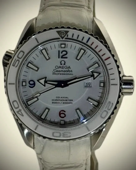 No Reserve - 2017 Omega Seamaster Planet Ocean 600M "Sochi 2014" L.E. 37.5MM White Dial Leather Strap (522.33.38.20.04.001)
