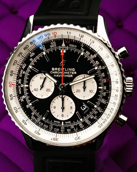 Breitling Navitimer B01 46MM Black Dial Rubber Strap (AB0127)