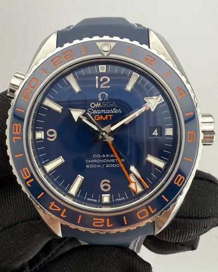 2019 Omega Seamaster Planet Ocean 600M GMT "GoodPlanet" 43.5MM Blue Dial Rubber Strap (232.32.44.22.03.001)