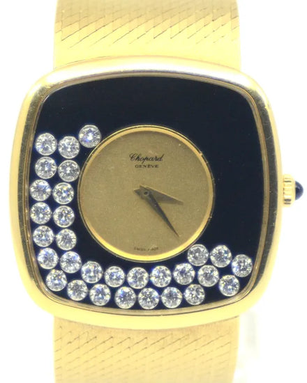 Chopard Happy Diamonds 32MM Black Dial Yellow Gold Bracelet (2106)