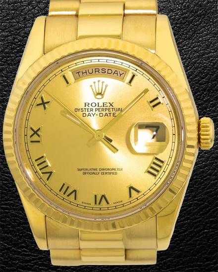 Rolex Day-Date 36MM Champagne Dial Yellow Gold President Bracelet (118208)