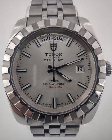 2012 Tudor Classic Date Day 41MM Silver Dial Steel Bracelet (23010)