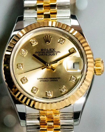 2017 Rolex Lady-Datejust 28MM Champagne Dial Two-Tone Super Jubilee Bracelet (279173)