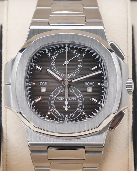 2018 Patek Philippe Nautilus Travel Time Chronograph 40.5MM Grey Dial Steel Bracelet (5990/1A-001)