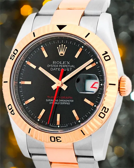 Rolex Datejust Turn-O-Graph 36MM Black Dial Two-Tone Oyster Bracelet (116261)