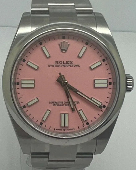 2024 Rolex Oyster Perpetual 41MM Aftermarket Pink Dial Oyster Bracelet (124300)