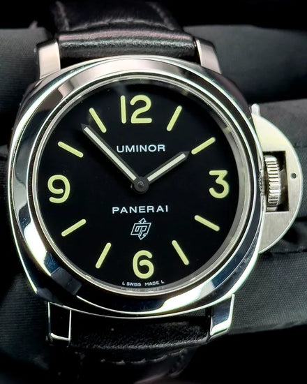 2018 Panerai Luminor Base Logo 44MM Black Dial Aftermarket Leather Strap (PAM01000)