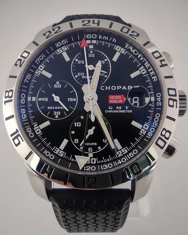 2012 Chopard Mille Miglia Chronograph GMT 42MM Black Dial Rubber Strap (168992-3001)