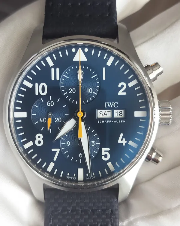 2022 IWC Schaffhausen Pilot Chronograph "Captain Blue" S.E. 43MM Blue Dial Textile Strap (IW377729)