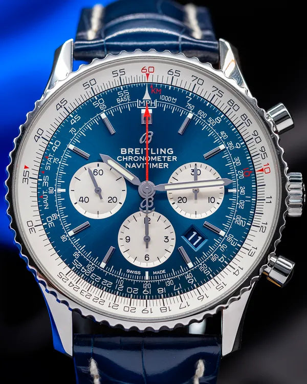 2022 Breitling Navitimer 1 B01 Chronograph 46MM Blue Dial Leather Strap (AB0127211C1P2)