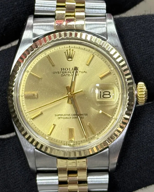 Rolex Datejust 36MM Champagne Linen Dial Aftermarket Two-Tone Jubilee Bracelet (1601)