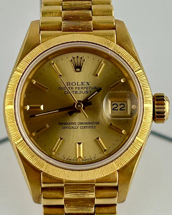 Rolex Lady-Datejust 26MM Champagne Dial Yellow Gold President Bracelet (69278)