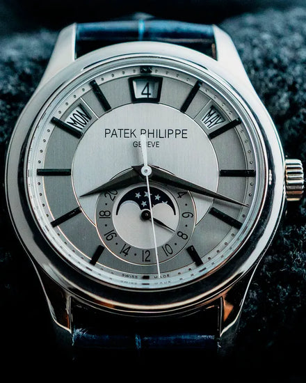 Patek Philippe Annual Calendar 40MM Silver Dial Leather Strap (5205G-001)