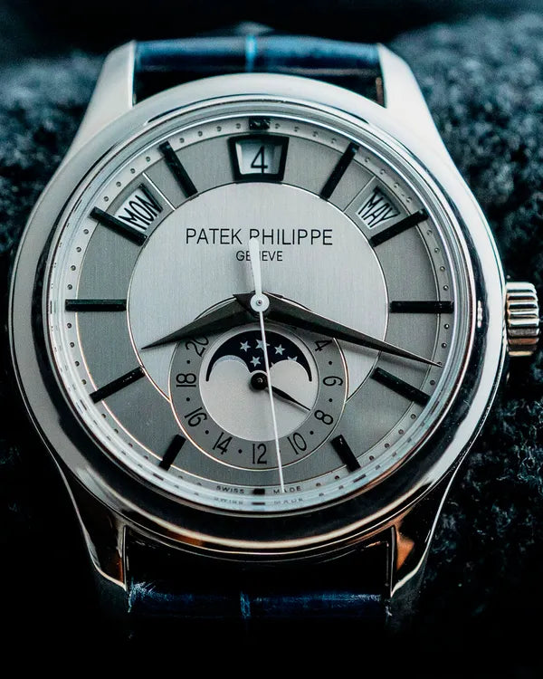 Patek Philippe Annual Calendar 40MM Silver Dial Leather Strap (5205G-001)