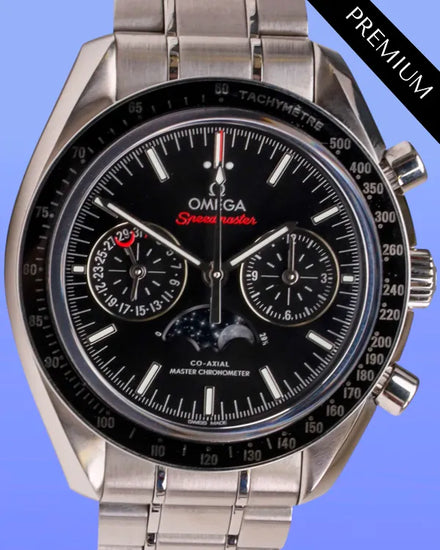 No Reserve - Omega Speedmaster Moonphase 44.25MM Black Dial Steel Bracelet (304.33.44.52.01.001)
