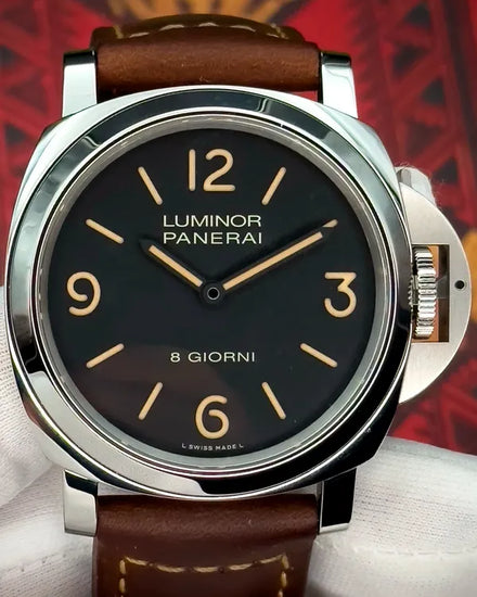 2022 Panerai Luminor 8 Giorni 44MM Black Dial Leather Strap (PAM00914)