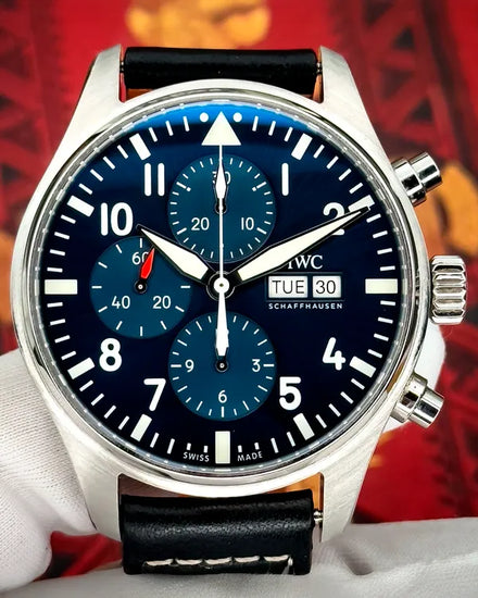 2020 IWC Schaffhausen Pilot Chronograph "Le Petit Prince" 43MM Blue Dial Leather Strap (IW377714)