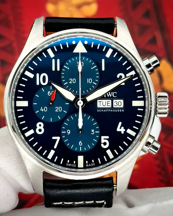 2020 IWC Schaffhausen Pilot Chronograph "Le Petit Prince" 43MM Blue Dial Leather Strap (IW377714)