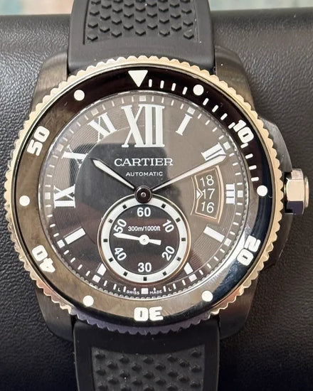 Cartier Calibre de Cartier Diver 42MM Black Dial Rubber Strap (WSCA0006)