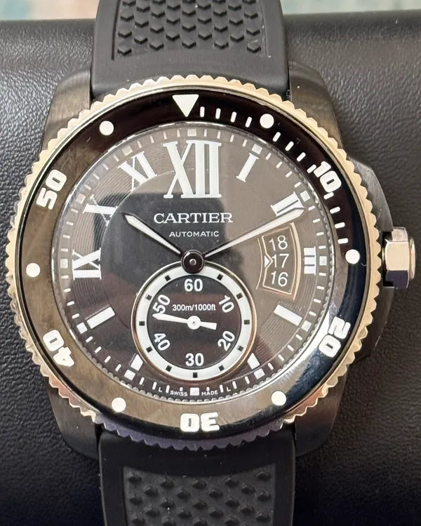Cartier Calibre de Cartier Diver 42MM Black Dial Rubber Strap (WSCA0006)