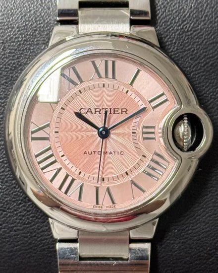 Cartier Ballon Bleu 33MM Pink Dial Steel Bracelet (W6920100)