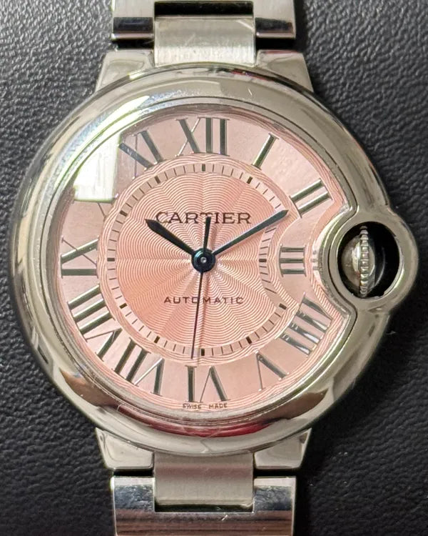 Cartier Ballon Bleu 33MM Pink Dial Steel Bracelet (W6920100)