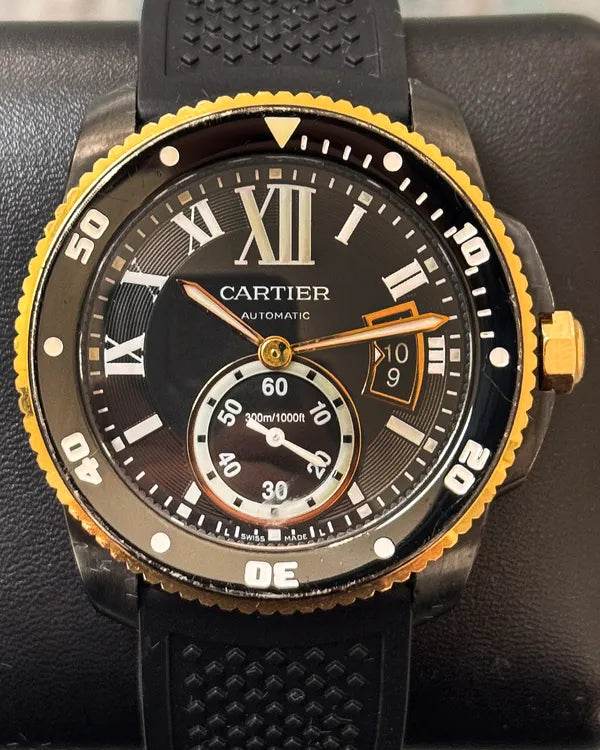 Cartier Calibre de Cartier Diver 42MM Black Dial Rubber Strap (W2CA0004)