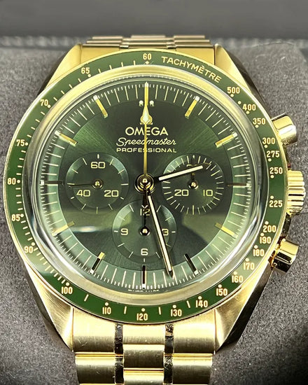 2023 Omega Speedmaster Professional Moonwatch "Moonshine Gold" 42MM Green Dial Yellow Gold Bracelet (310.60.42.50.10.001)