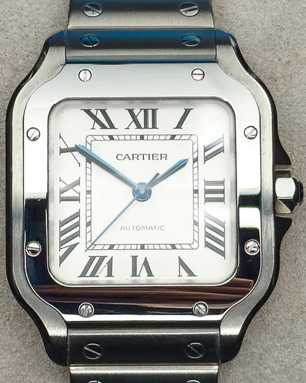Cartier Santos De Cartier 35MM Silver Dial Steel Bracelet (WSSA0010)