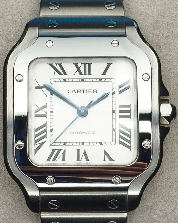 Cartier Santos De Cartier 35MM Silver Dial Steel Bracelet (WSSA0010)