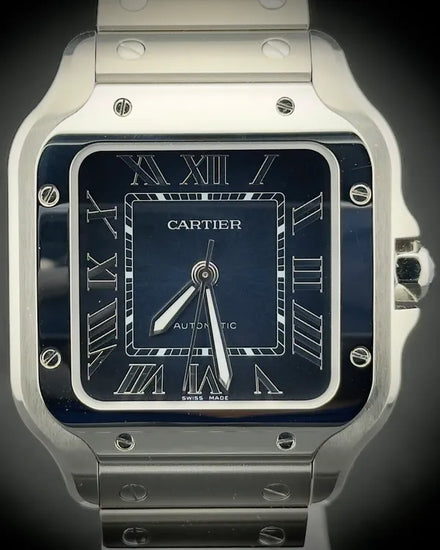 2025 Cartier Santos De Cartier 35.1MM Blue Dial Steel Bracelet (WSSA0063)