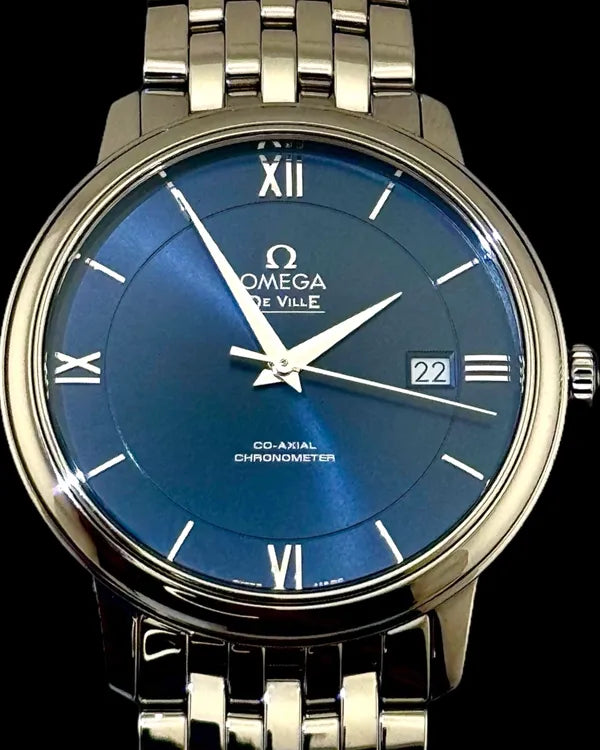 No Reserve - 2016 Omega De Ville Prestige 40MM Blue Dial Steel Bracelet (424.10.40.20.03.001)