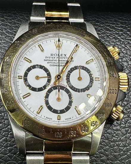 No Reserve - 1991 (X Serial) Rolex Cosmograph Daytona "Zenith" 40MM White Dial Two-Tone Oyster Bracelet (16523)
