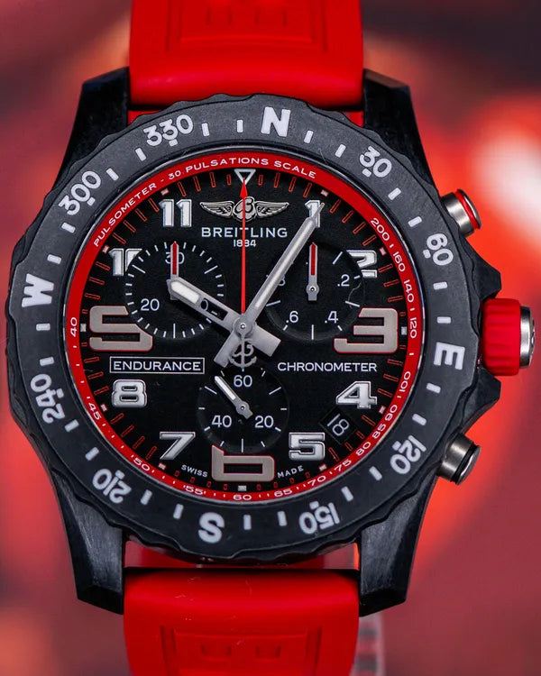 Breitling Endurance Pro 44MM Quartz Black Dial Rubber Strap (X82310)