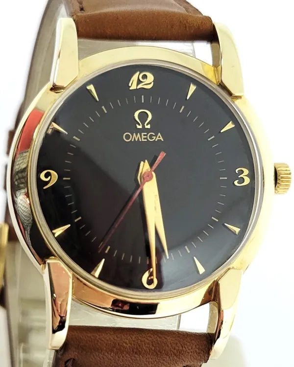 1950 Omega Vintage 33.3MM Black Dial Aftermarket Leather Strap (P-6538)
