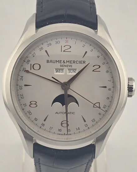 Baume & Mercier Clifton Complete Calendar 43MM Silver Dial Leather Strap (MOA10055)