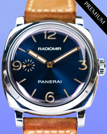 No Reserve - 2016 Panerai Radiomir 1940 3 Days 47MM Blue Sunburst Dial Leather Strap (PAM00690)