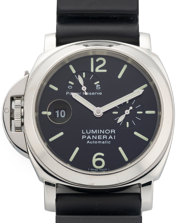Rare Panerai Luminor Power Reserve 44MM Black Dial Rubber Strap (PAM00123)