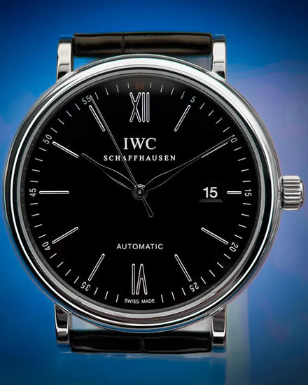 2020 IWC Schaffhausen Portofino 40MM Black Dial Leather Strap (IW356502)