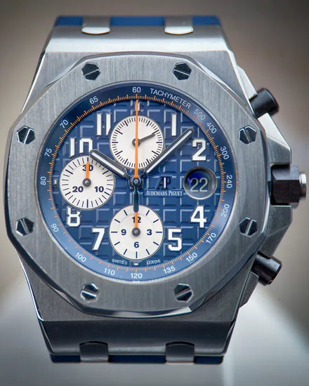Audemars Piguet Royal Oak Offshore Chronograph 42MM Blue Dial Aftermarket Rubber Strap (26470ST)
