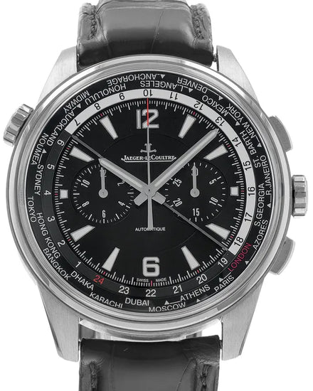 Jaeger-LeCoultre Polaris Chronograph Worldtime 44MM Black Dial Leather Strap (Q905T470)