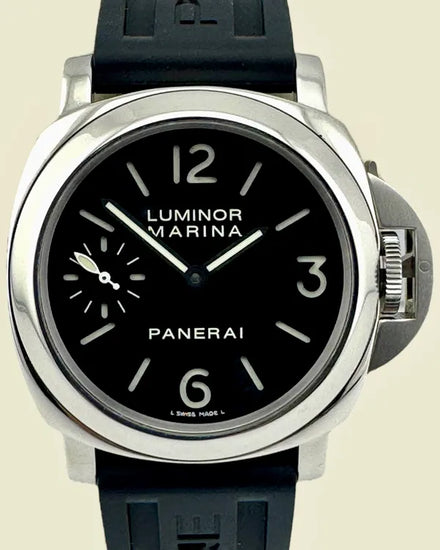 No Reserve - 2014 Panerai Luminor Marina 44MM Black Dial Rubber Strap (PAM00111)