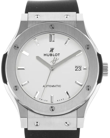 Hublot Classic Fusion 45MM Silver Dial Rubber Strap (511.NX.2611.LR)