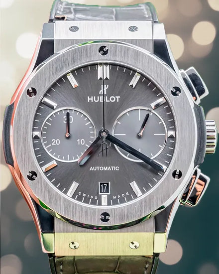 Hublot Classic Fusion Chronograph Racing 45MM Grey Dial Leather Strap (521.NX.7071.LR)