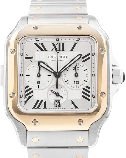 Cartier Santos De Cartier 43MM Silver Dial Two-Tone Bracelet (W2SA0008)